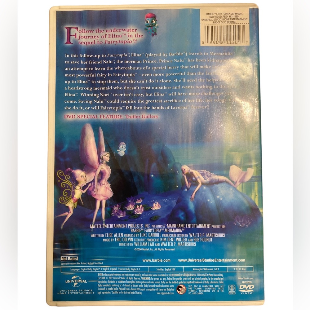 🎬 Barbie’s Mermaidia DVD 🎬 - Picture 3 of 3